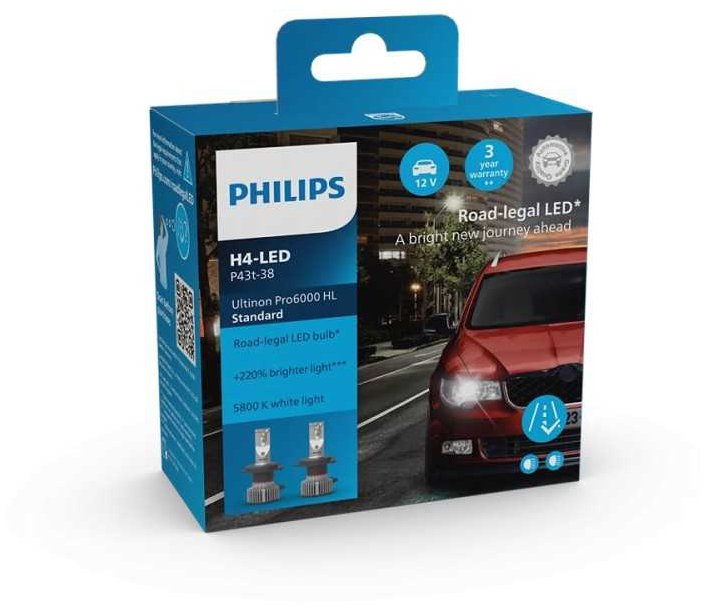 Philips LED žárovka H4 Ultinon Pro6000 HL Standard, 2 ks