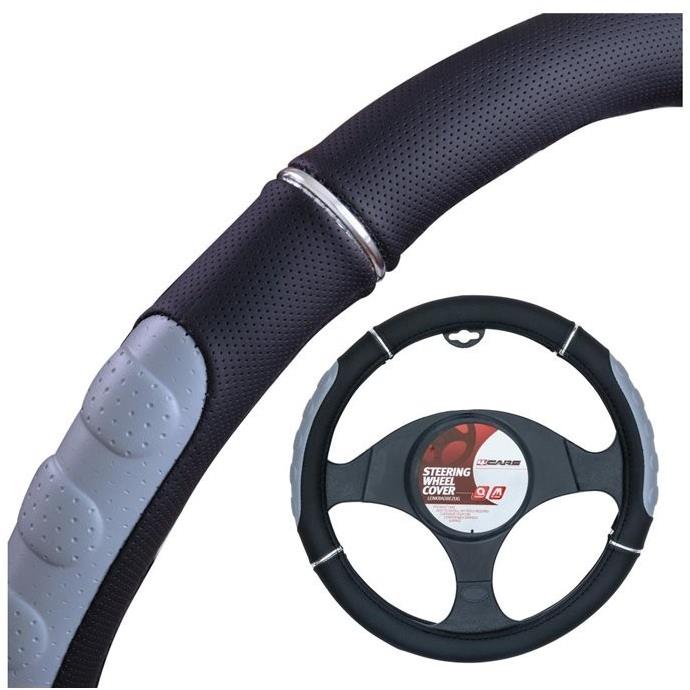 4CARS Potah volantu 37-39 cm šedý