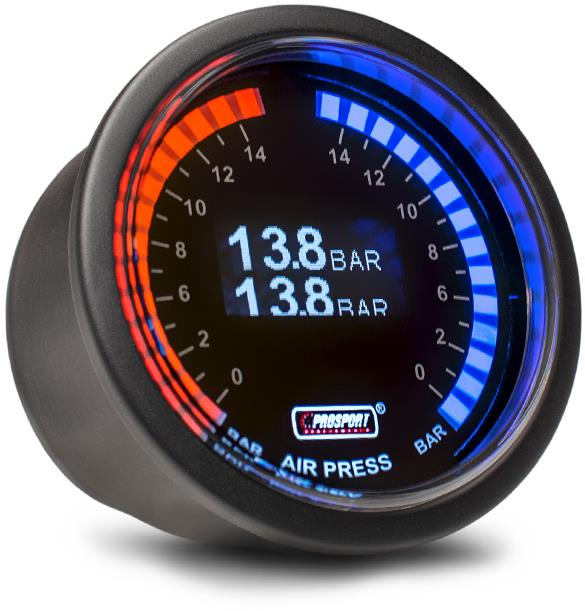 Prosport Performance Přídavný budík řady Dual, barva podsvícení modro-červená