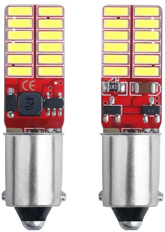 Rabel LED autožárovka BA9S T4W T5W 24 smd 4014 canbus 12V bílá + stabilizátor