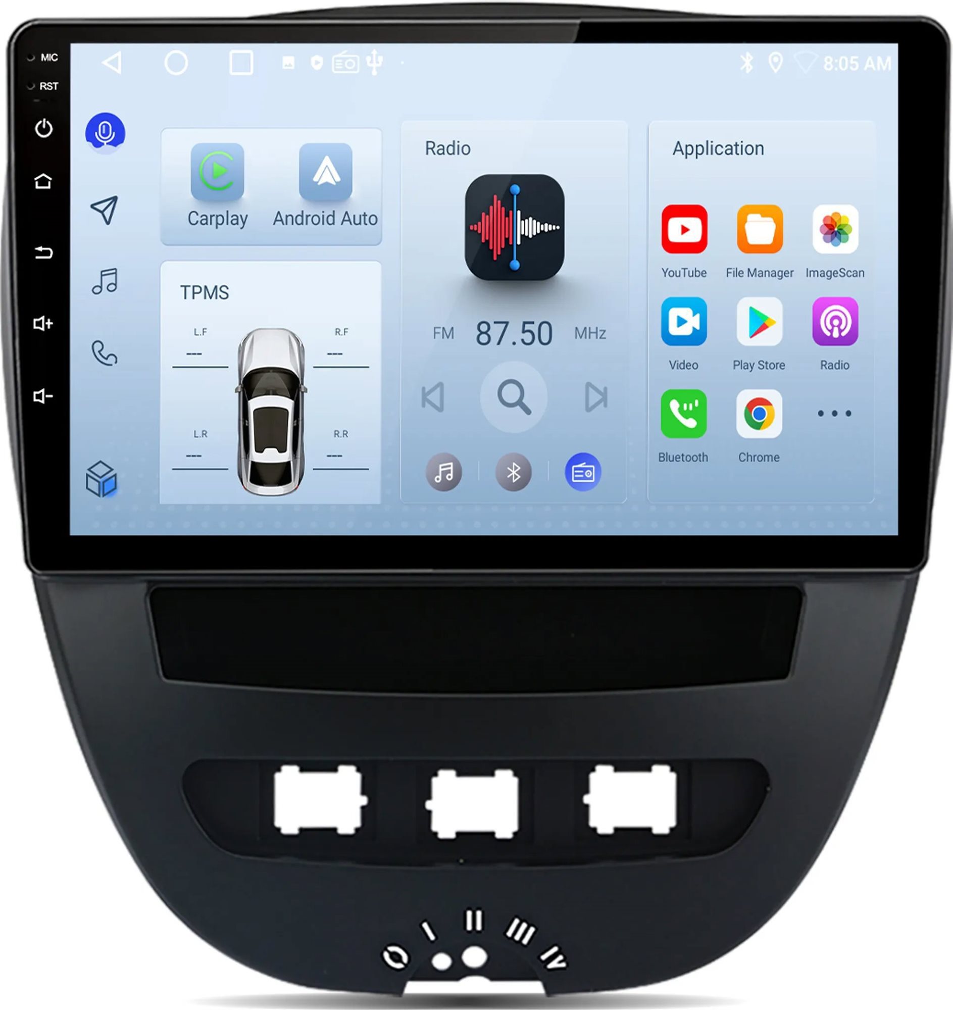 Ossuret Autorádio Peugeot 107 od 2005, CarPlay, Android, GPS, WiFi, DSP, DAB+, RDS