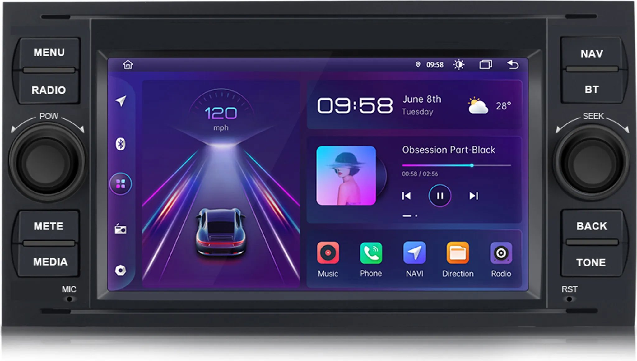 Ossuret 8GB Autorádio Ford Focus, Mondeo, Galaxy, Fusion, GPS, WiFi, Bluetooth, NAVI, SWC