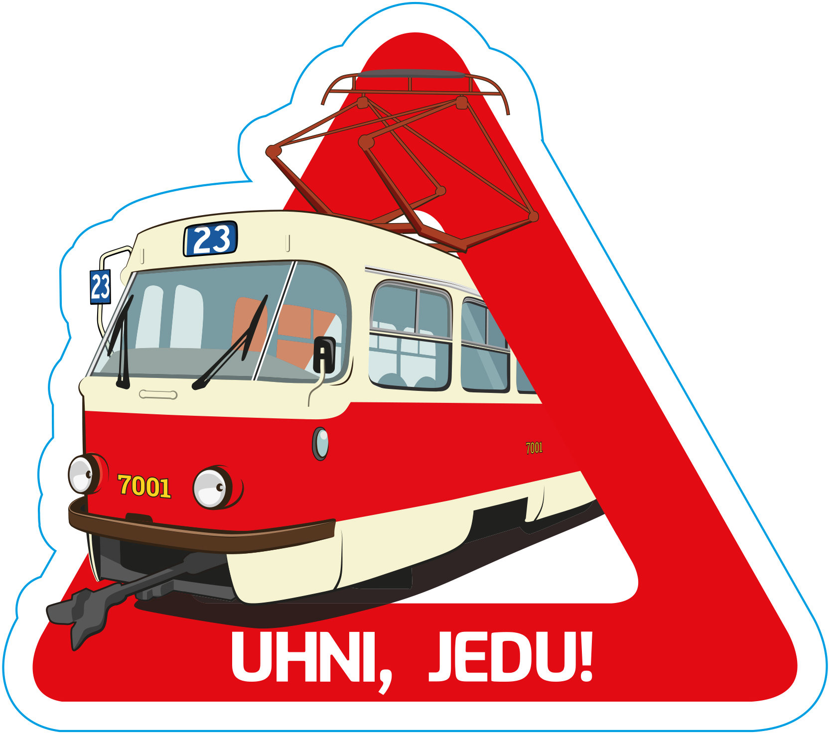 Dopravní svět Samolepka UHNI, JEDU!, tramvaj T3