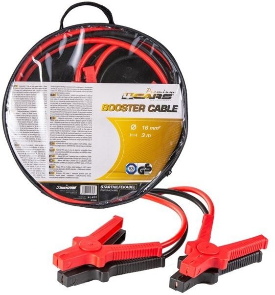 4CARS Premium Startovací kabel - DIN 72553 izolované kleště, tloušťka 16 mm2, 3 m, 400A