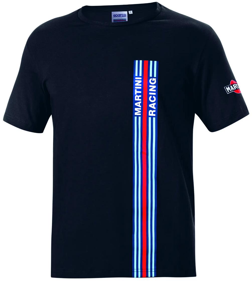 Sparco tričko s pruhy Martini Racing, barva černá, velikost S