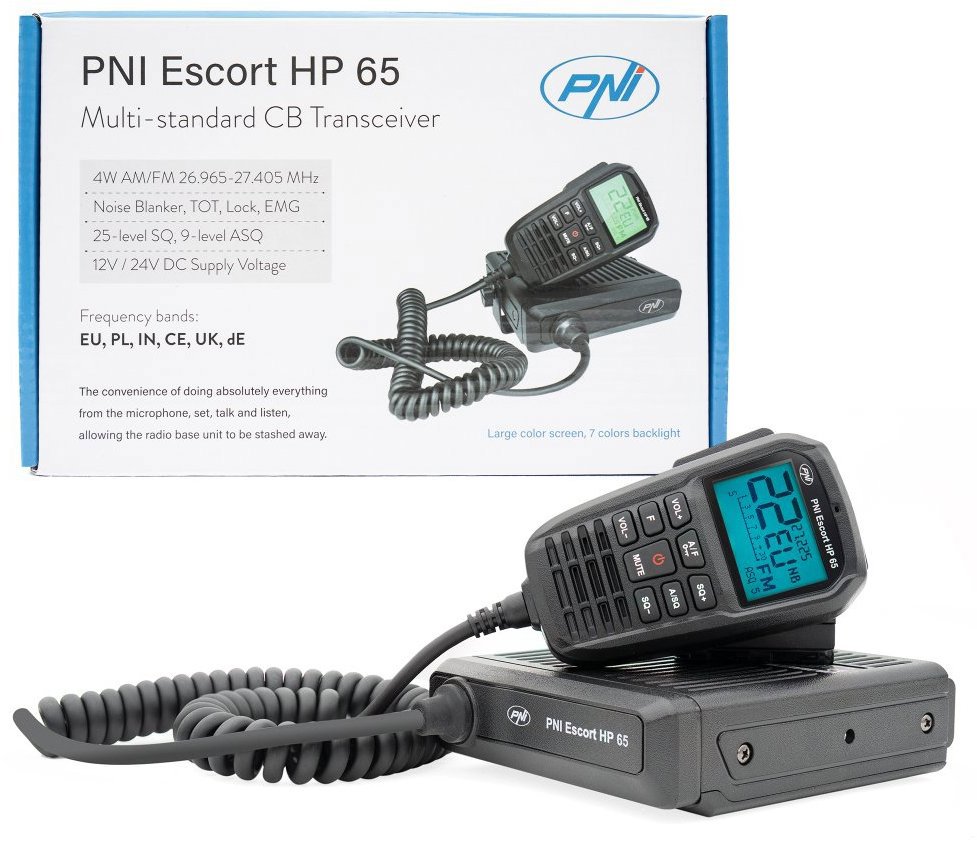 PNI Escort HP 65 ASQ CB radiostanice, Noise Blanker, 12 / 24 V