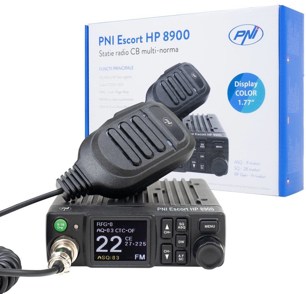 PNI Escort HP 8900 CB radiostanice, ASQ, RF Gain, 12 / 24 V