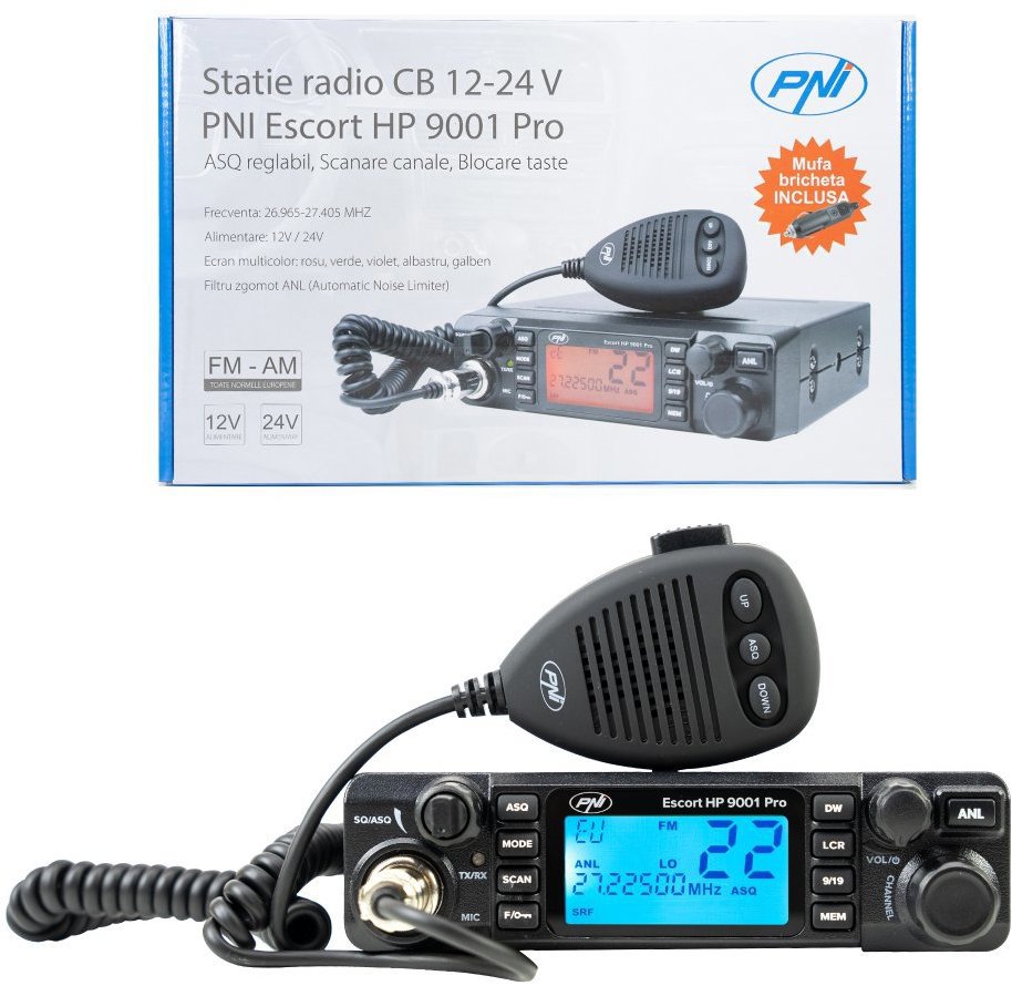 PNI Escort HP 9001 PRO CB radiostanice, ASQ, AM / FM, 12 / 24 V