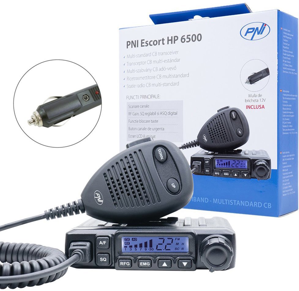 PNI Escort HP 6500 CB radiostanice, ASQ, RF Gain, 12 V