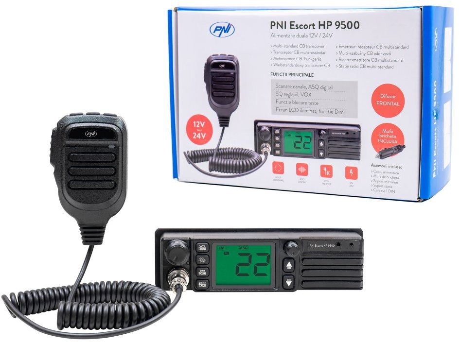 PNI Escort HP 9500 CB radiostanice, ASQ, VOX, Scan, 12 / 24 V