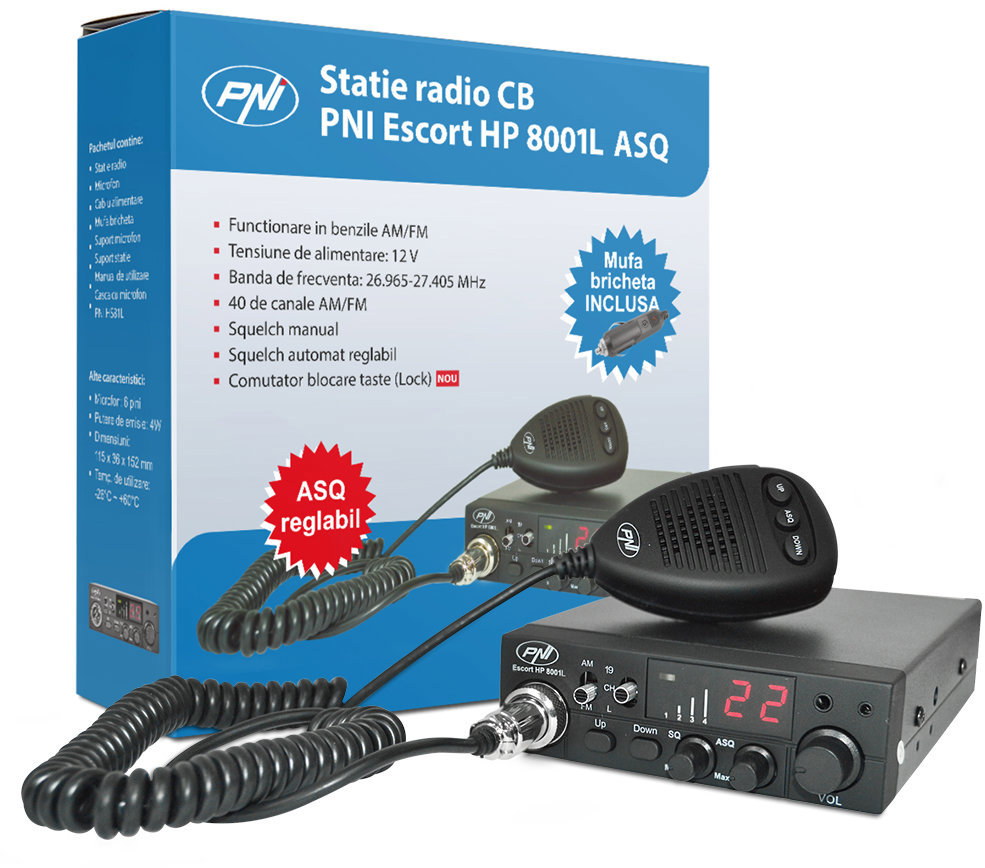 PNI Escort HP 8001L CB radiostanice ASQ se sluchátky HS81L