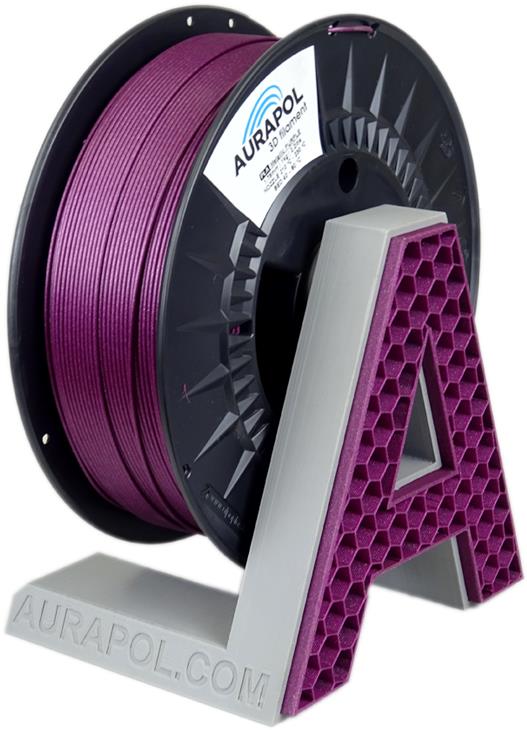 AURAPOL PLA 3D filament s kovovým vzhledem v metalickém fialovém odstínu