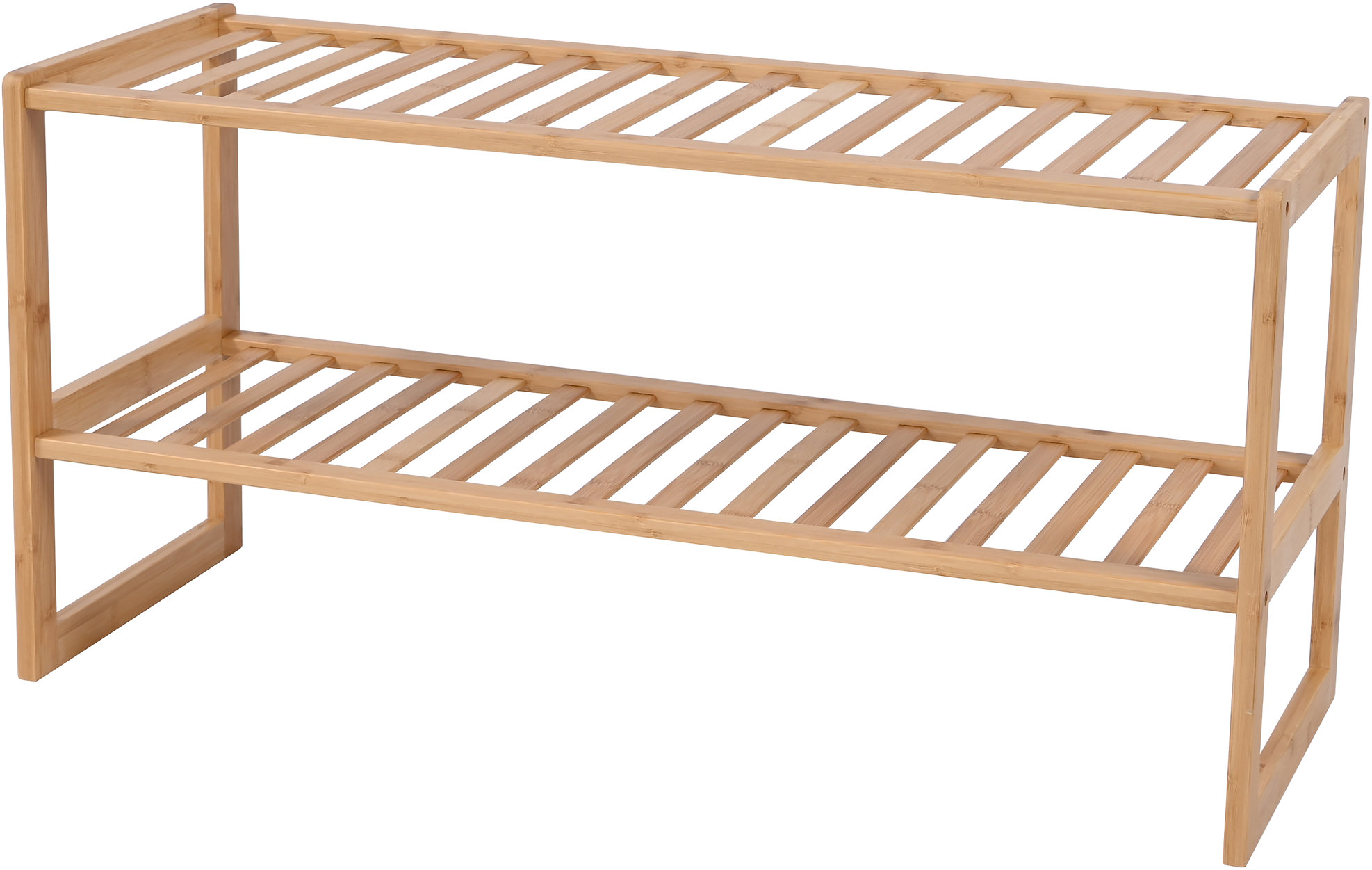 Botník B010 - 2 police, masiv bambus, přírodní odstín