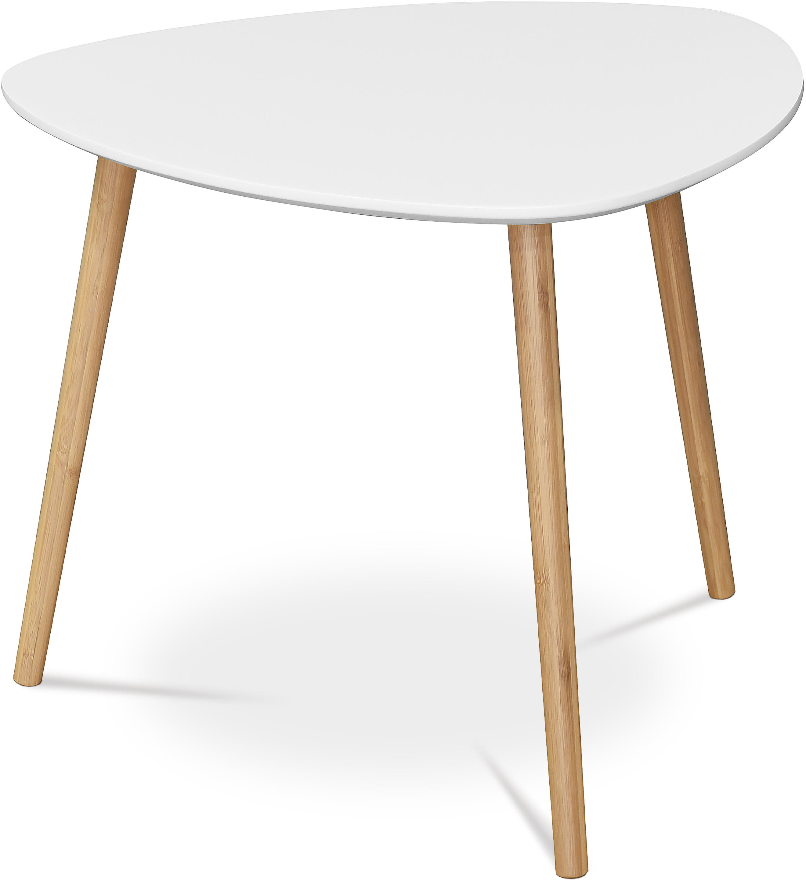Odkládací stolek 55 × 55 × 45 cm, MDF bílá deska, nohy bambus přírodní odstín