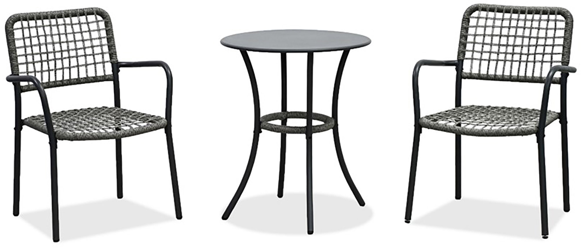 Balkónový set 1+2 Caffo, stůl 60 × 60, židle umělý ratan, barva antracit, kov antracit