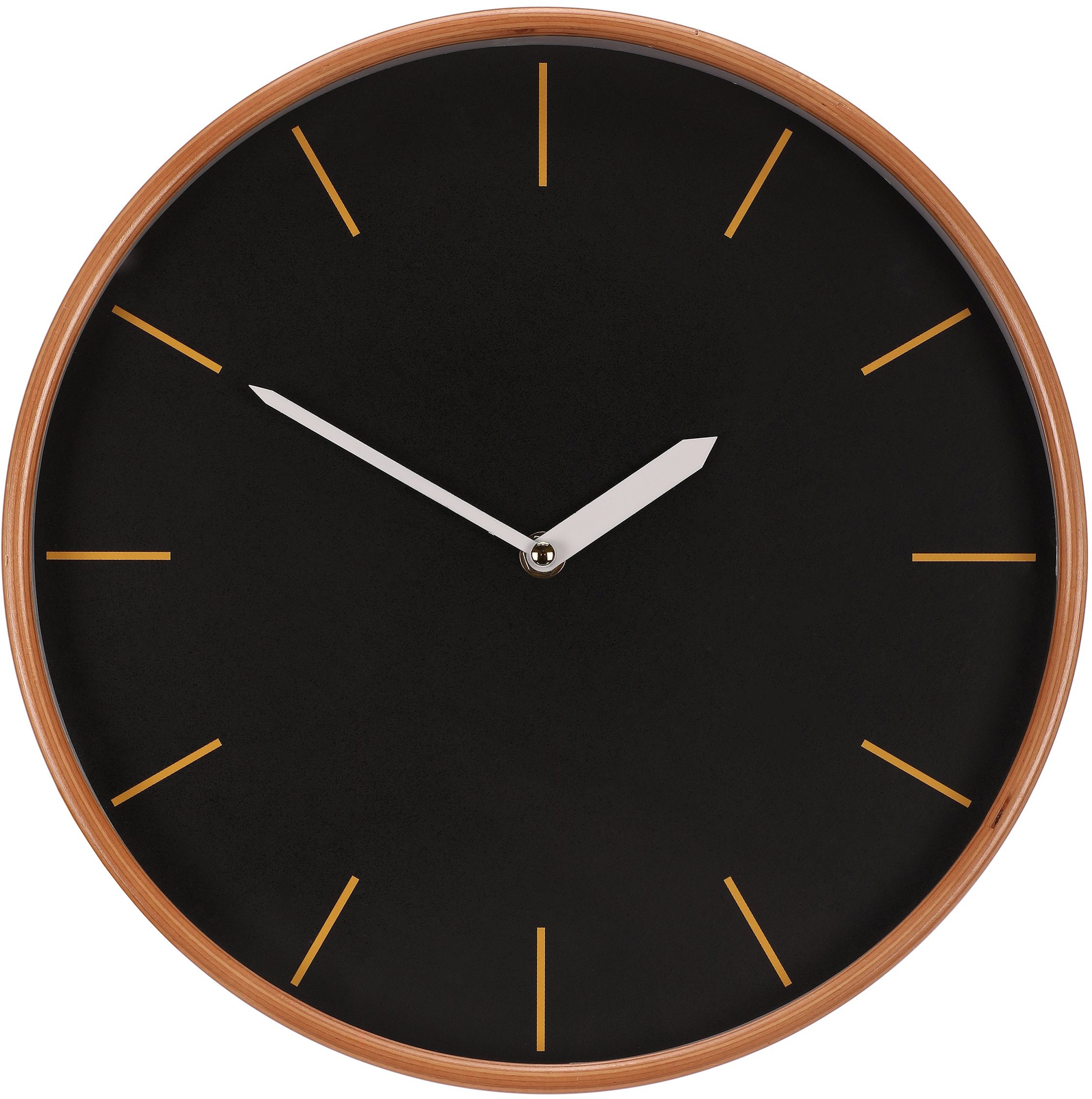 Hodiny nástěnné 32 cm, MDF a dřevěný rám, černé