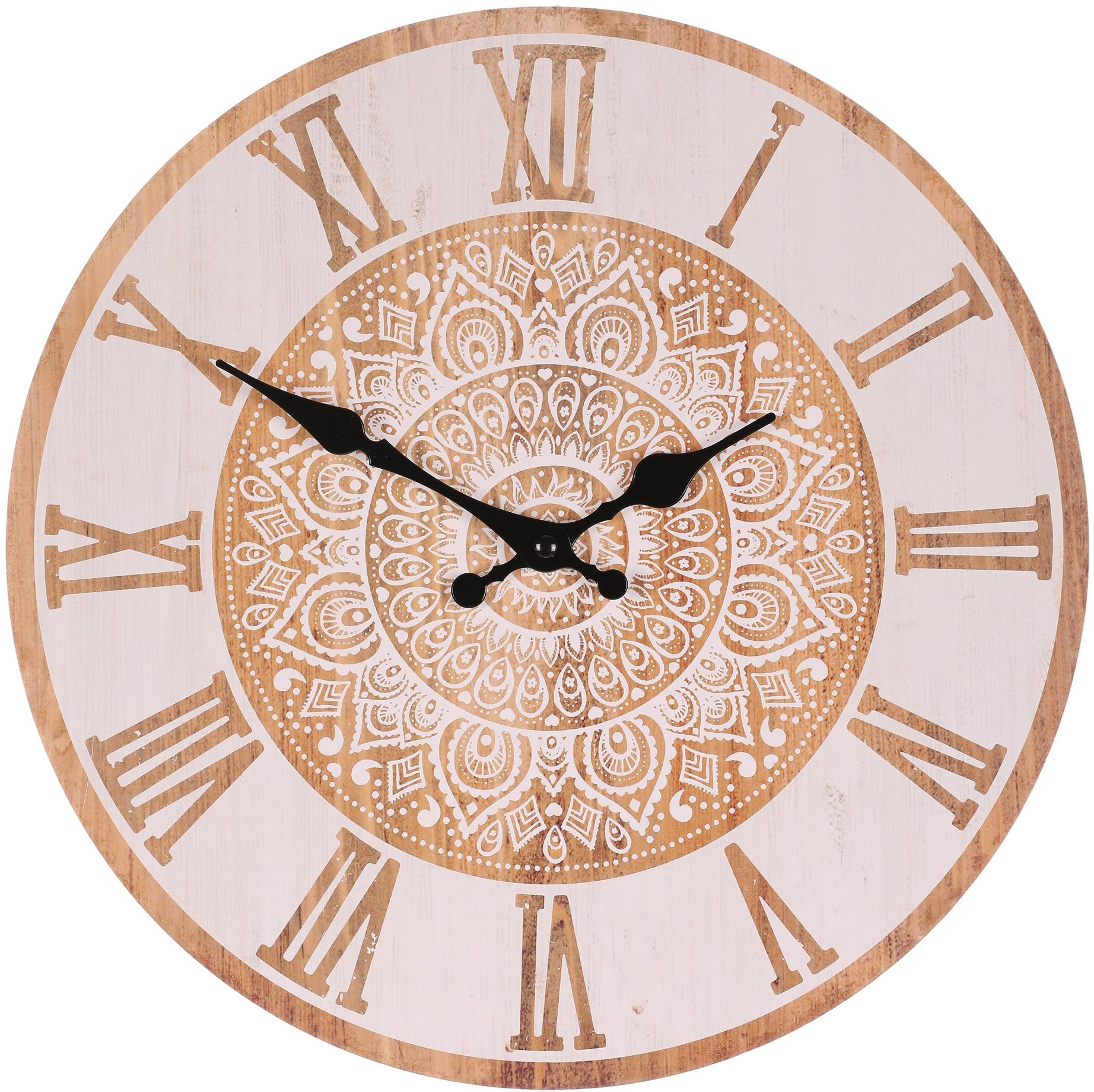 Hodiny nástěnné 34 cm, MDF, motiv mandaly