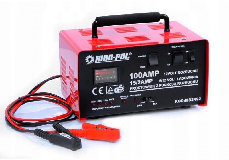 MAR-POL Nabíječka se startérem 100A, 6V/12V, 20-120Ah M82492