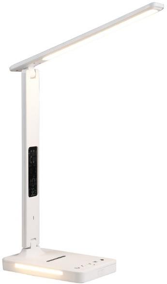 AVIDE Kožená stmívatelná LED stolní lampa s displejem 7 W 350 lm, CCT, bílá