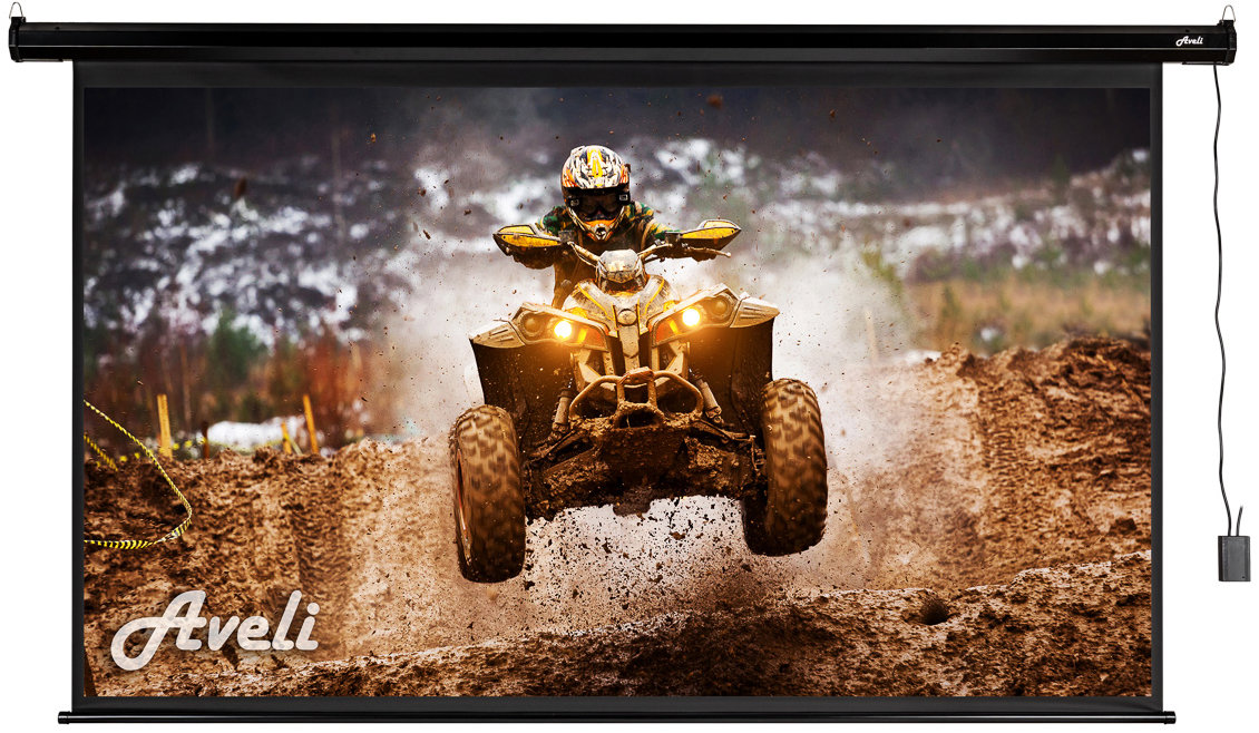 Roleta AVELI s elektrickým motorem 100" (16:9) v černém tubusu