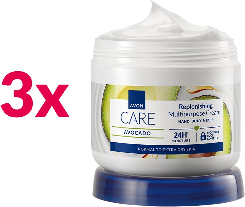 Avon Hydratační krém na obličej, ruce a tělo s avokádem 400 ml, 3 ks