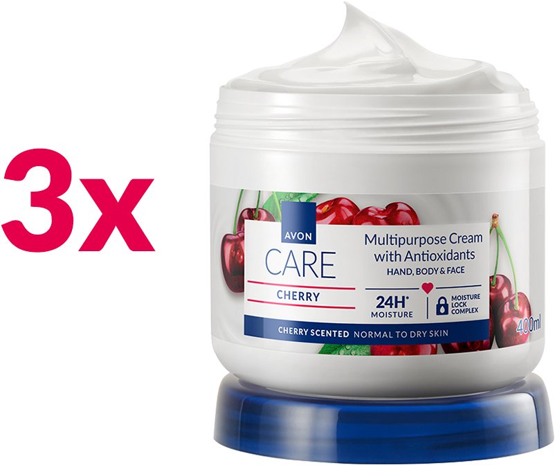 Avon Krém na obličej, ruce a tělo s antioxidanty a vůní třešně 400 ml, 3 ks