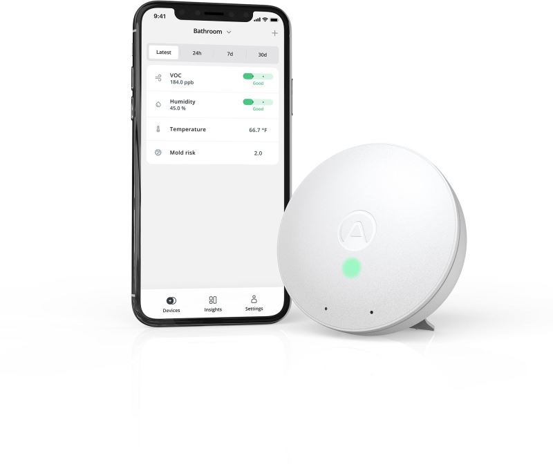 Airthings Wave mini - senzor kvality ovzduší, vlhkosti, teploty a vzdušných chemikálií