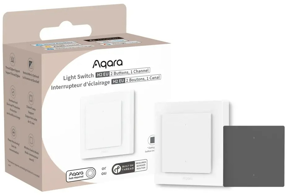 AQARA Light Switch H2 EU (2 Buttons, 1 Channel) (WS-K07D)