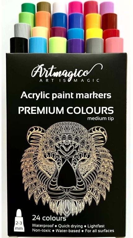 Artmagico Akrylový popisovač se středním hrotem (2 mm) 24 ks