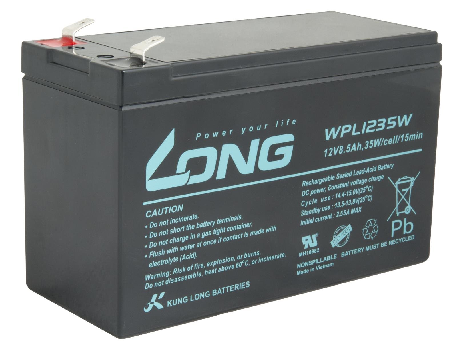 Long baterie 12V 8,5Ah F2 HighRate LongLife 9 let (WPL1235W)