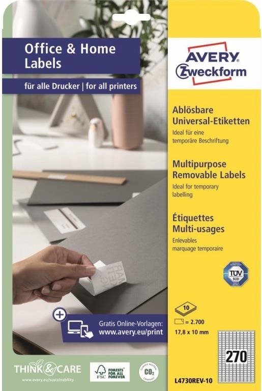 Snímatelné samolepící etikety Avery Zweckform L4730REV-10