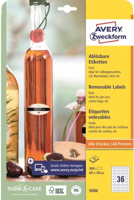 Avery Zweckform 5086 oválné samolepící etikety