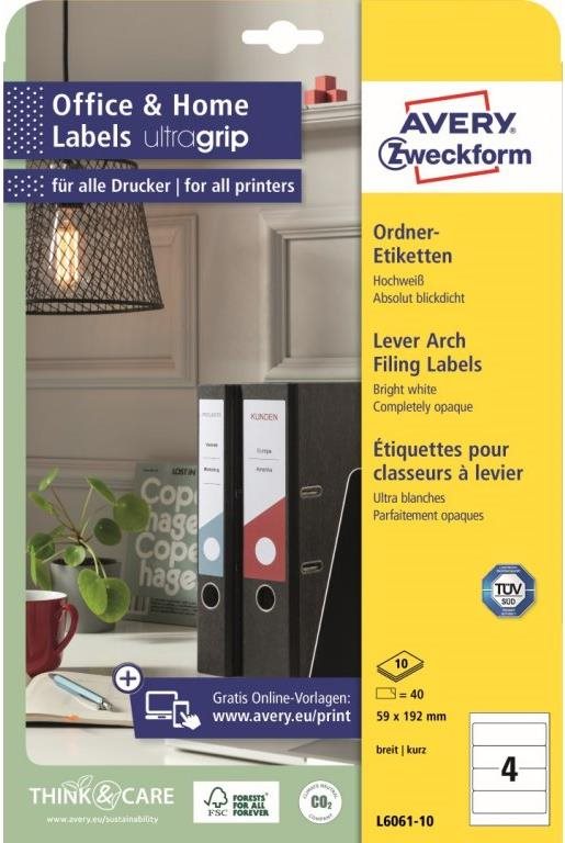 Samolepící etikety na pořadače Avery Zweckform L6061-10