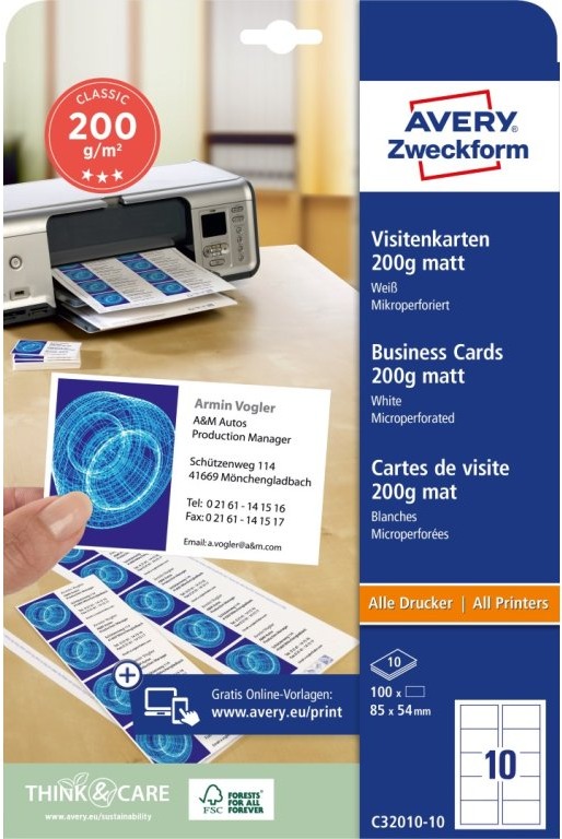 Avery Zweckform C32010-10 Vizitkový papír
