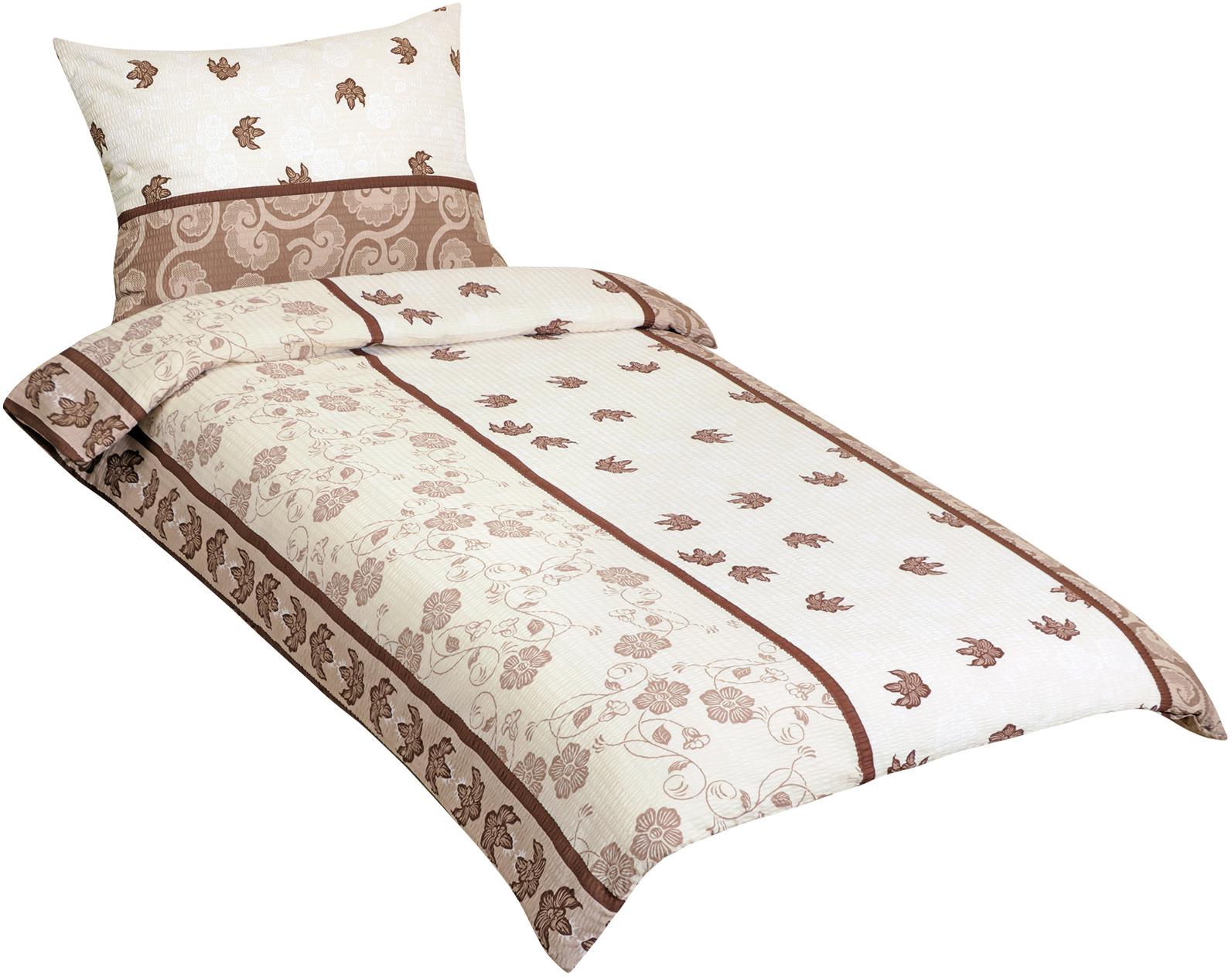 BELLATEX krepové povlečení 80/310, hnědý list, 140 × 200, 70 × 90