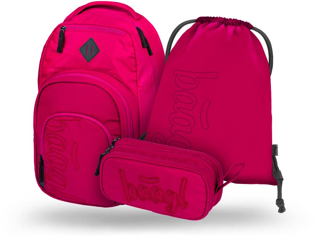 BAAGL 3 Set Coolmate Ruby - batoh, penál a sáček