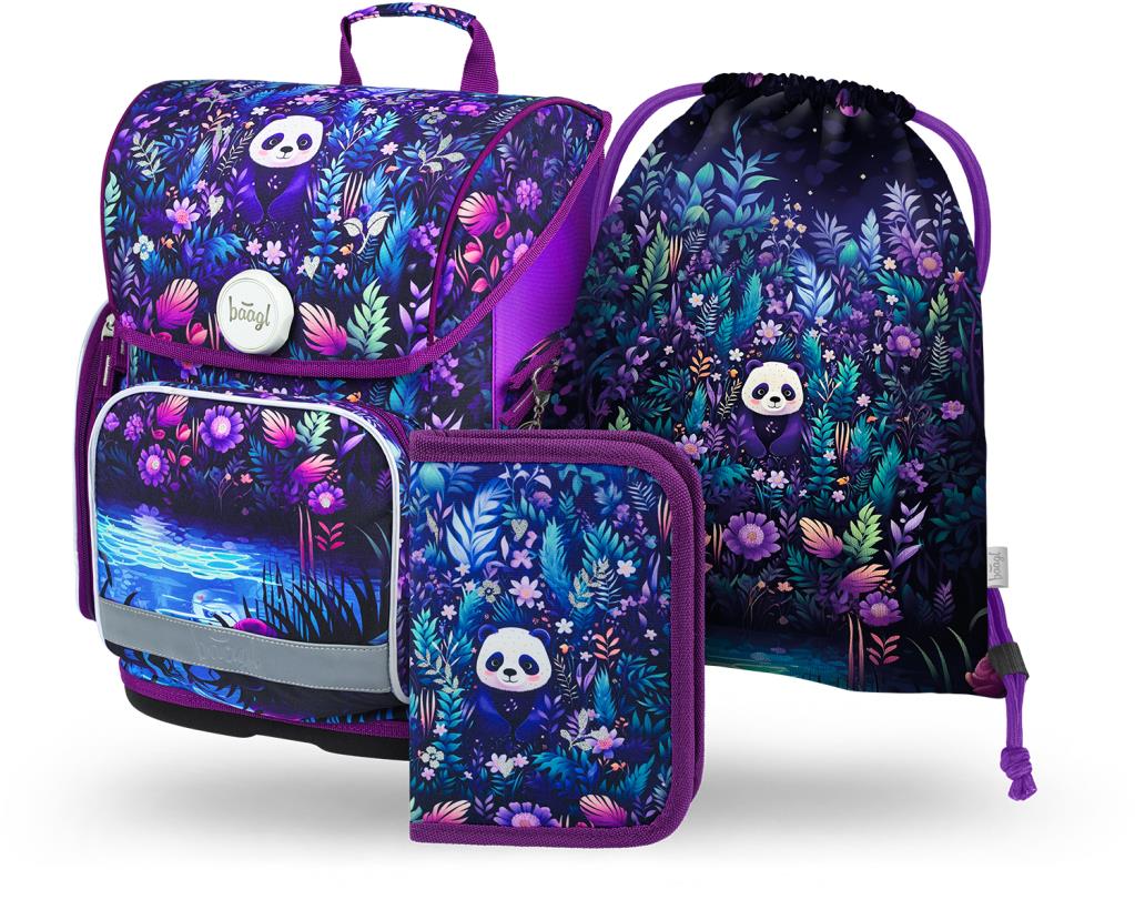 BAAGL 3 Set Ergo Jungle Panda: aktovka, penál, sáček