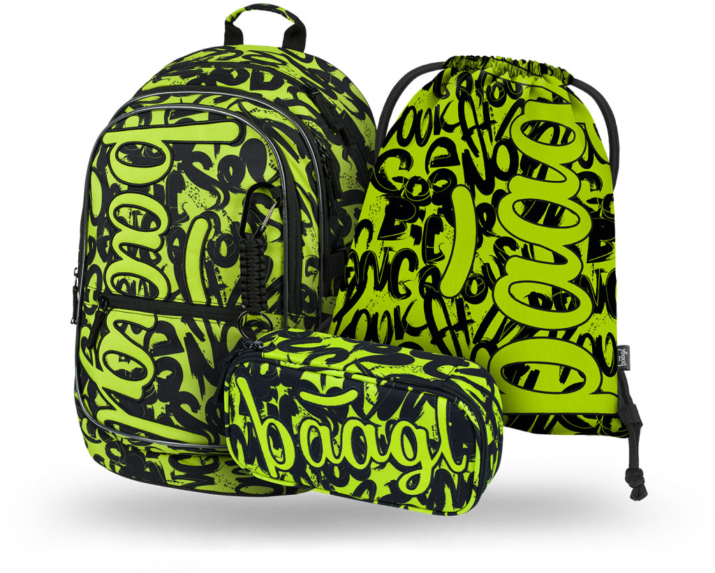 BAAGL 3 SET Core Lime: batoh, penál, sáček