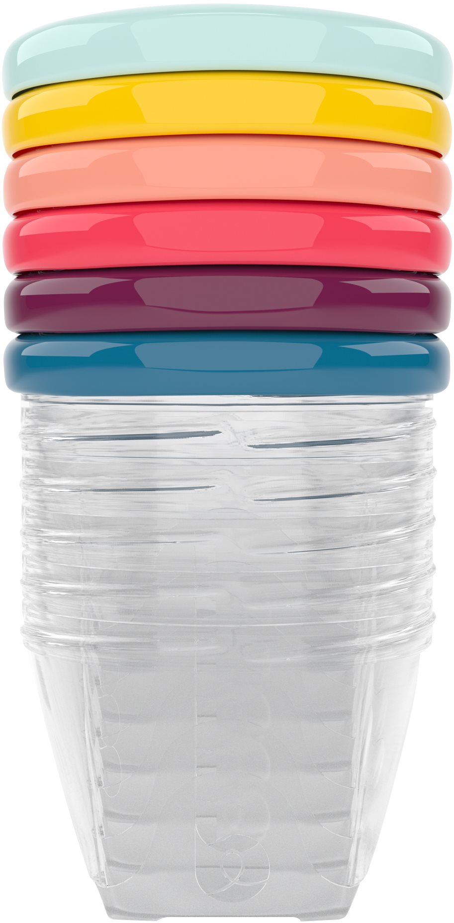 Babymoov Barevné misky s víčky 250 ml - 6 ks