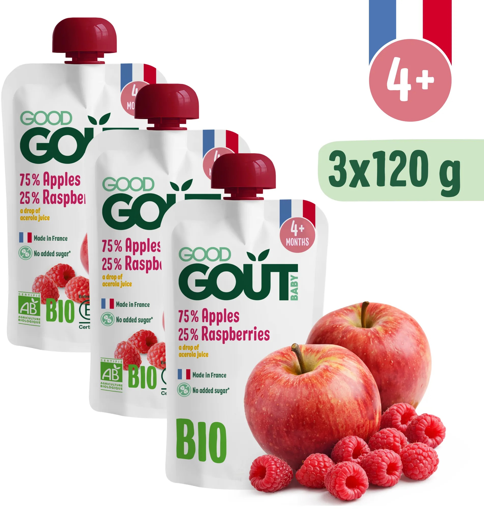 Good Gout BIO Jablko s malinou 3× 120 g