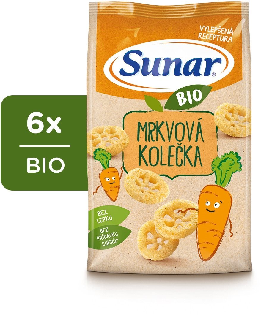 Sunar BIO dětské křupky mrkvová kolečka 6× 45g