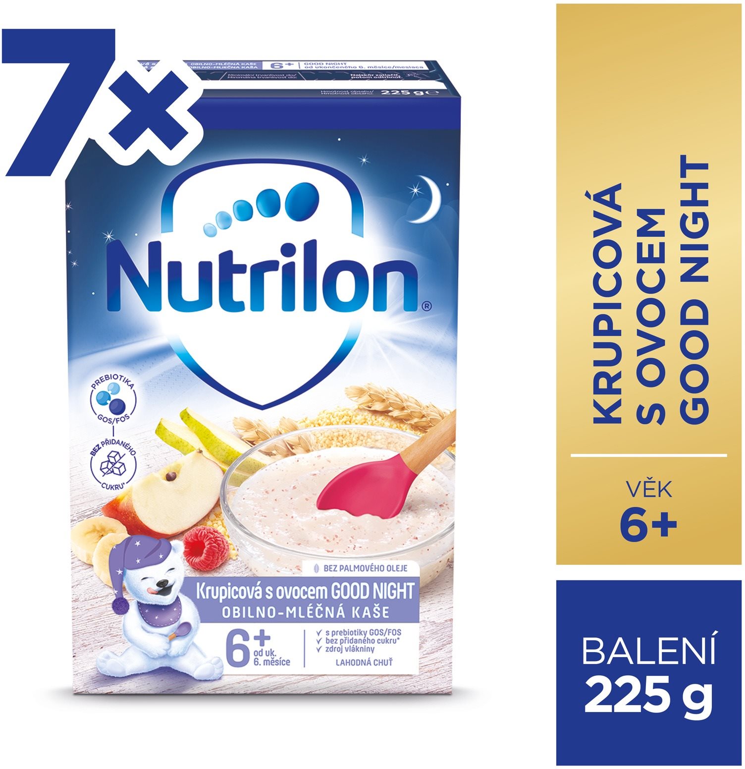 Nutrilon Pronutra Krupicová kaše s ovocem GOOD NIGHT 7× 225 g