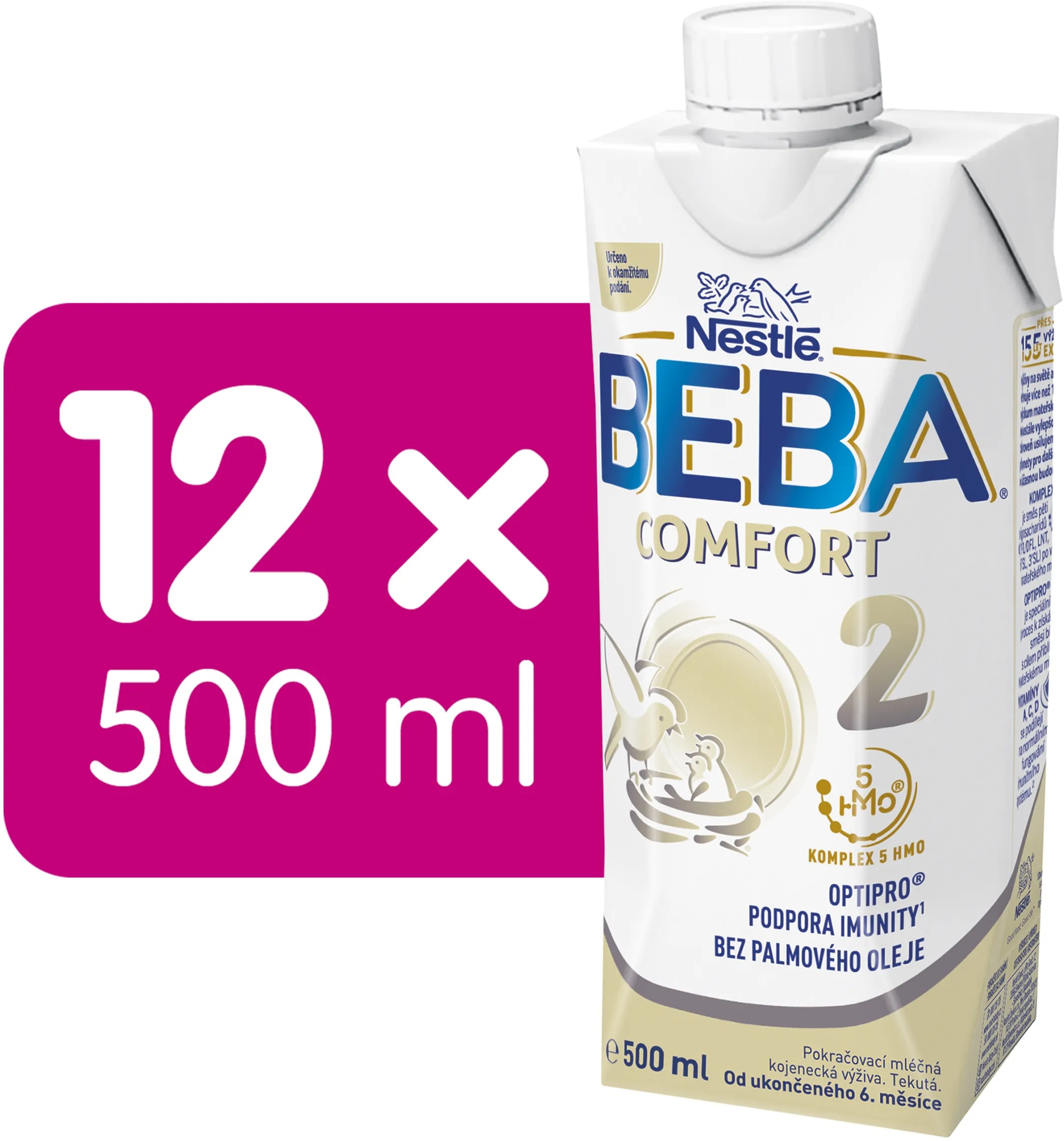 BEBA COMFORT 2, 5 HMO, tekuté pokračovací mléko, 12× 500 ml
