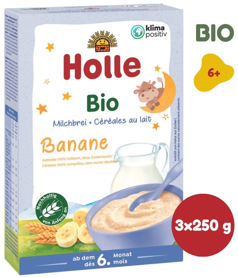 HOLLE BIO banánová Mléčná kaše 3× 250 g
