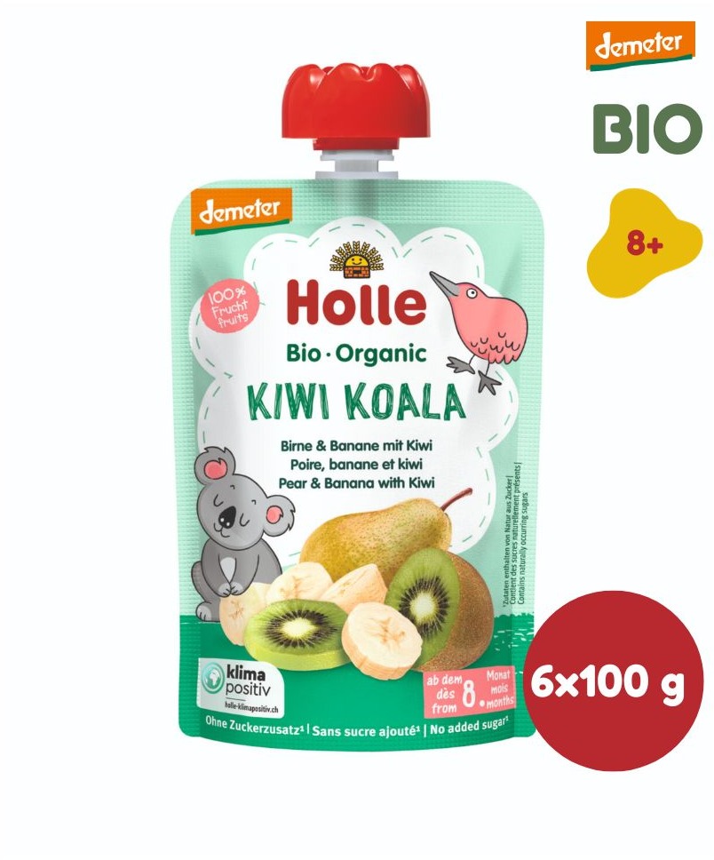 HOLLE Kiwi Koala BIO hruška banán kiwi 6 × 100 g