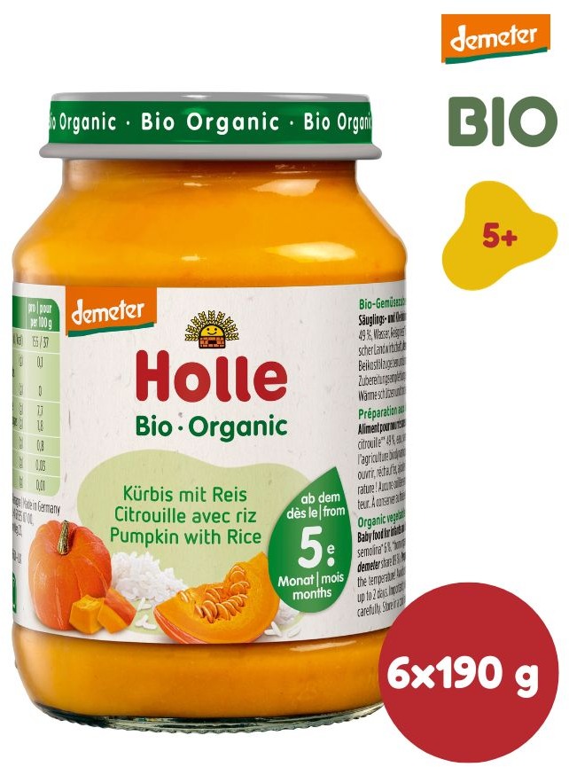HOLLE BIO Dýně s rýží 6× 190 g