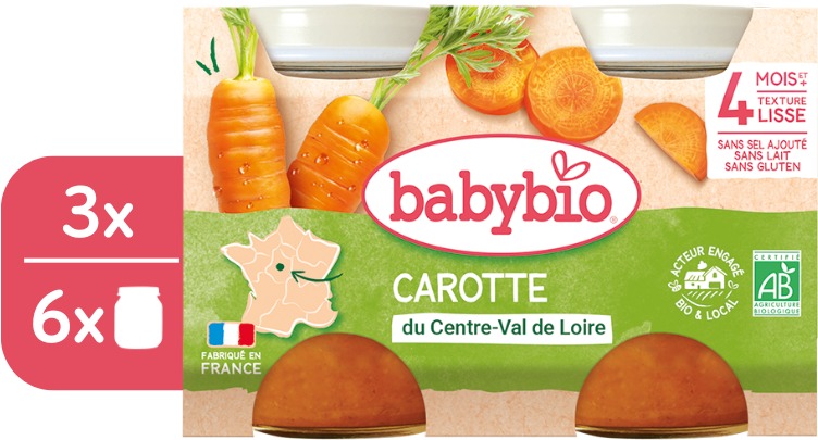 BABYBIO Mrkev 3× (2× 130 g)