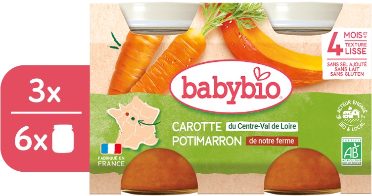 BABYBIO Mrkev a dýně 3× (2× 130 g)