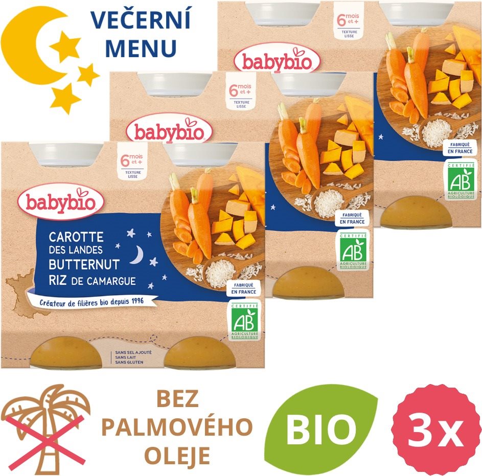 BABYBIO Mrkev dýně rýže 3× (2× 200 g)