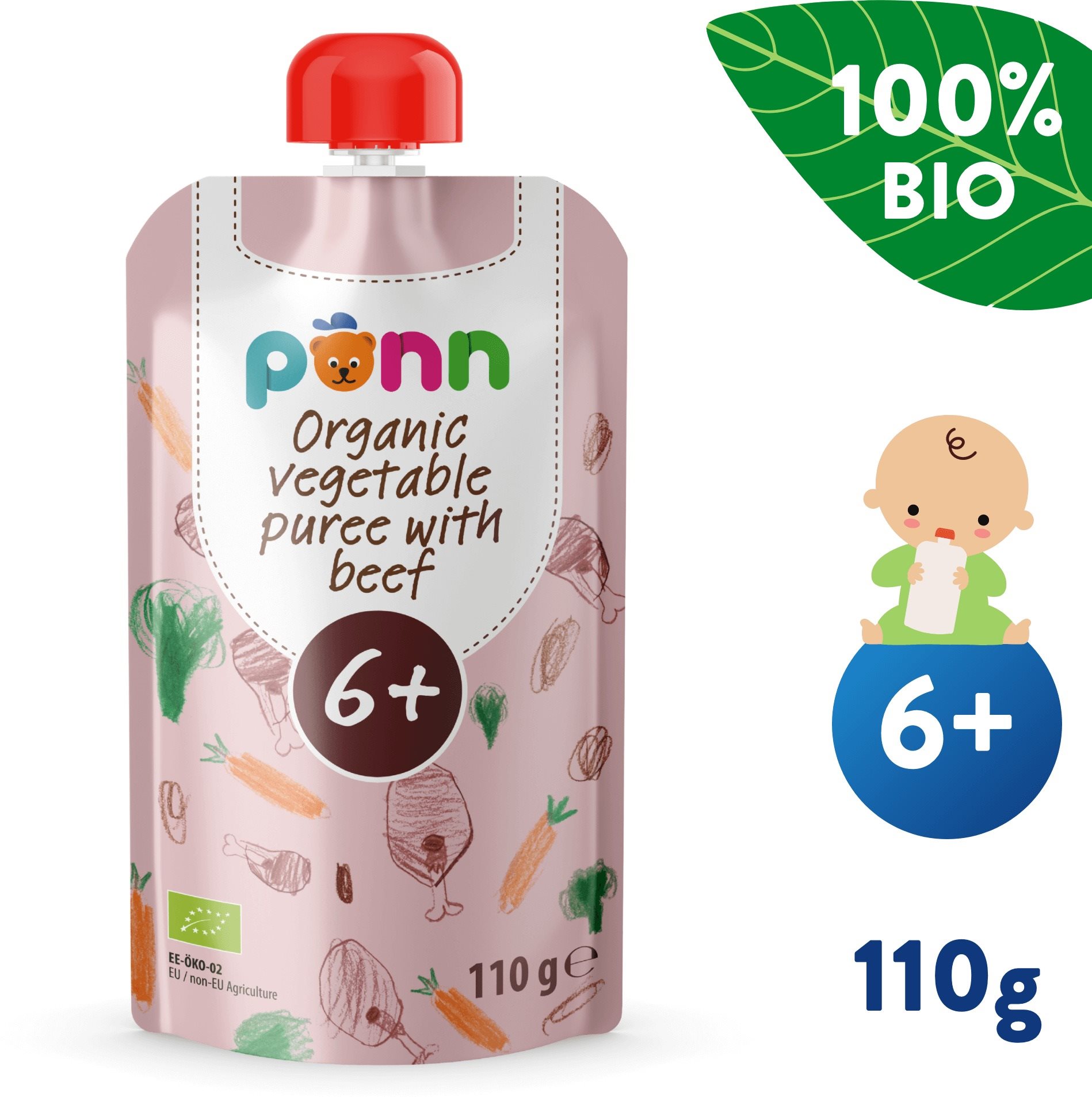 SALVEST Ponn BIO Hovězí maso se zeleninovým pyré (100 g)